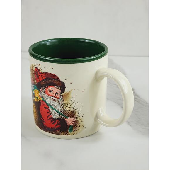 Christmas Santa Claus Coffee Mug Teacup 10oz 1987 Korea 3 1/2" Potpourri Press - Picture 6 of 16